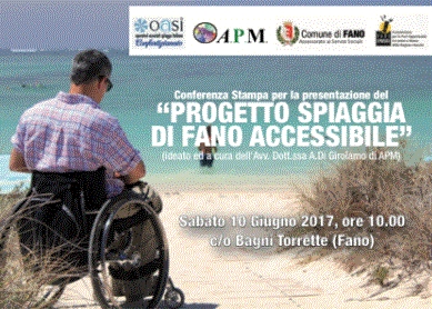 Locandina Progetto Spiaggia di fano Accessibile