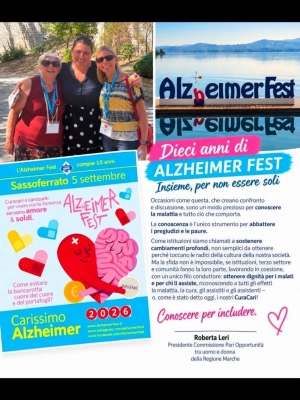 LA PRESIDENTE DELLA COMMISSIONE PARI OPPORTUNIT&Agrave; AL SASSOFERRATO ALZHEIMER FEST